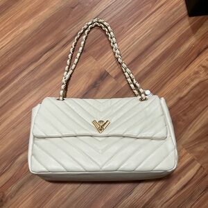 Valentino Orlandi Elegant Cream/Ivory/White Quilted Shoulder Bag 10 x 5 x 3.5